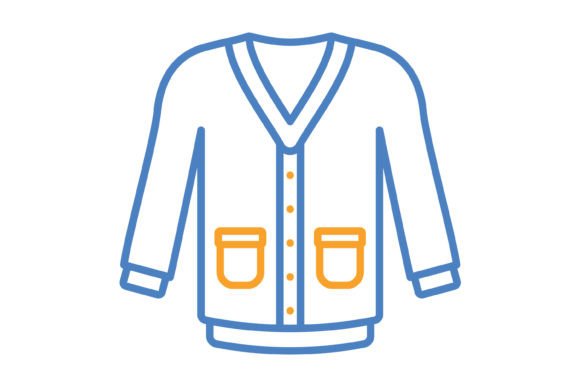 Cardigan Blue & Orange Line Icon: Your Versatile Design Asset