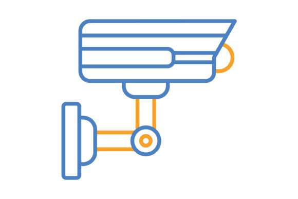 CCTV Camera Blue & Orange Line Icon: A Versatile Asset