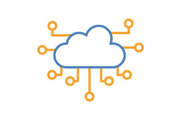 Cloud Computing Blue & Orange Line Icon: A Designer's Essential Asset