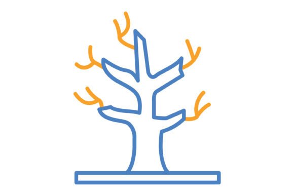 Dry Tree Blue & Orange Line Icon: A Designer's Go-To Asset