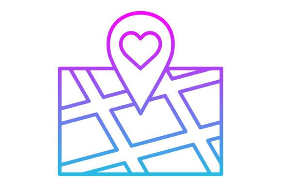Favorite Location Line Gradient Icon: Modern Map Markers