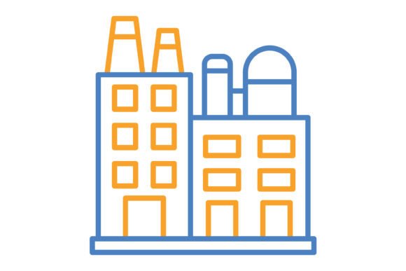 Industry Blue & Orange Line Icon: A Versatile Design Asset