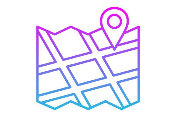 Maps and Location Line Gradient Icon: A Versatile Asset for Modern Design