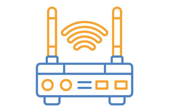 Mastering the Wifi Router Blue & Orange Line Icon for Modern Design