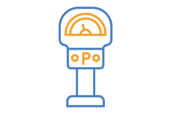 Parking Meter Blue & Orange Line Icon: A Versatile Design Asset