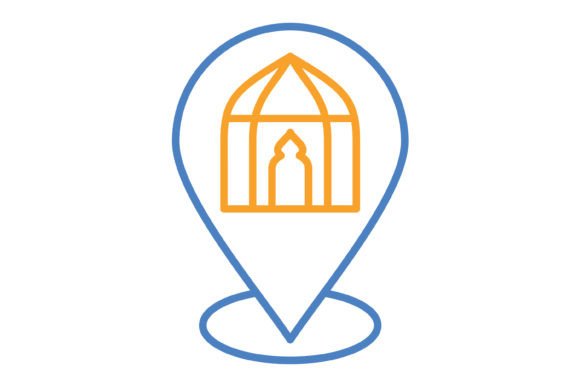 Pin Blue & Orange Line Icon: Versatile Vector Design Assets