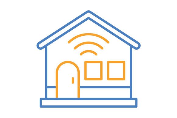 Smart House Blue & Orange Line Icon: A Versatile Design Asset