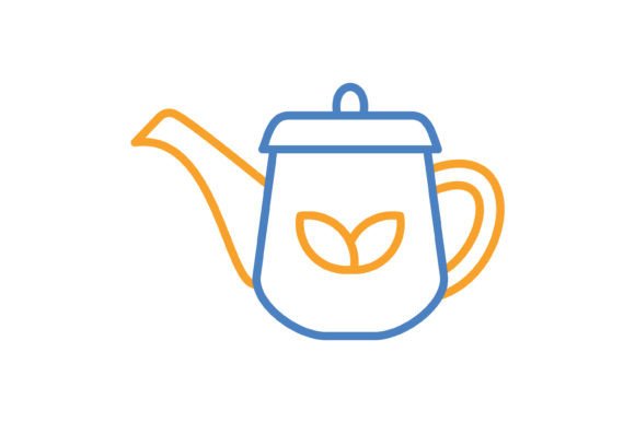 Teapot Blue & Orange Line Icon: A Designer's Go-To Asset